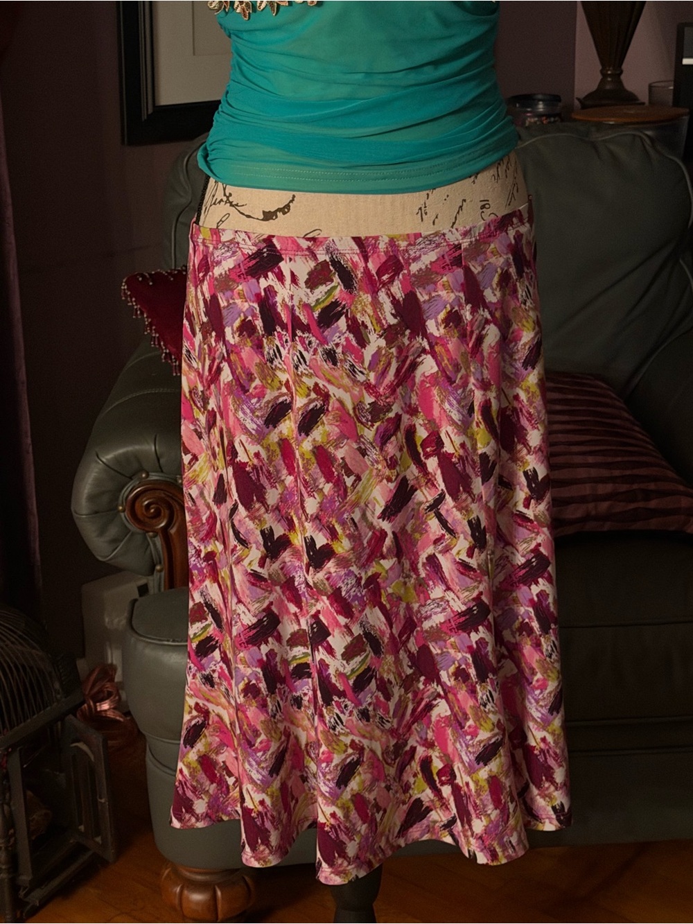 Camille La Vie Pink & Magenta Abstract A-Line Skirt